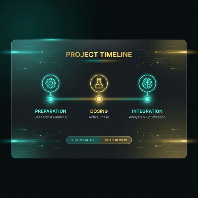 Timeline diagram of Preparation, Dosing, and Integration phases in a KAP practice