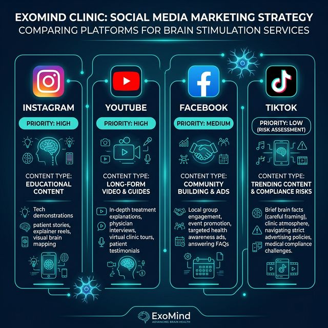 Social media platform comparison for ExoMind clinics
